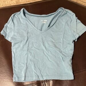 Women's Blue V-Neck Top